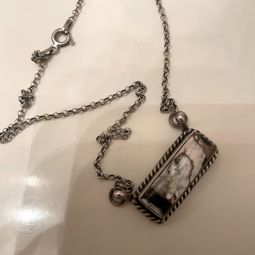 White buffalo navajo western pendant